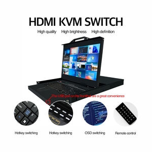18.5 inch 16-<span class=keywords><strong>Port</strong></span> <span class=keywords><strong>KVM</strong></span> chuyển đổi qua IP 4K 1080p giao diện điều khiển ngăn kéo <span class=keywords><strong>KVM</strong></span> 1U Rack mount liền mạch đa cổng chuyển đổi sản phẩm trong kho - Product Image 4