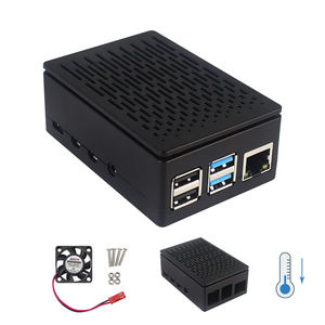 Черный пластиковый защитный чехол для Raspberry <span class=keywords><strong>Pi</strong></span> 4 Model B с поддержкой 3,5, ЖК-экран и вентилятор для RPI 4 - Product Image 1