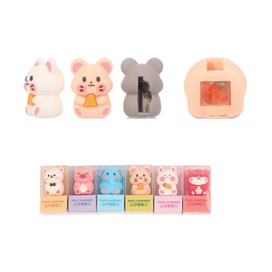 Pengasah Pensil Figur Mini Karet Lembut Kartun Hewan Lucu Dekorasi Kreatif Cetak Digital Grosir Anak-Anak - Product Image 5