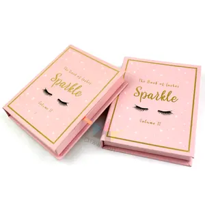 개인화 된 속눈썹 종이 맞춤형 디자인 개인 라벨 나만의 로고 스퀘어 텍스처 종이 화장품 핑크 메이크업 속눈썹 상자 만들기