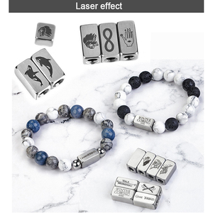 Beads DIY for Jewelry 8mm Stainless Steel Charm Black Cube <b>Spacer</b> Beads Custom Logo Name Diy Bracelet Metal Accessories - Product Image 5