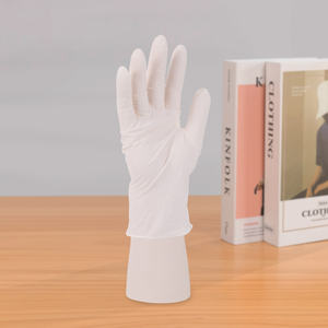 Gants en latex jetables sans poudre, blancs, pour usage industriel, domestique, examen, cuisine et travail, épaisseur 5 MIL, longueur 24 CM, bord coupé - Product Image 3