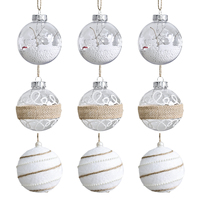 Nouveauté : Boules de Noël créatives en plastique, 9 pièces, exquises, avec paillettes électro-plaquées, ornements modernes de luxe pour suspendre à l'arbre
