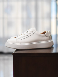 Zapatos Casuales Clásicos para Hombre Mychonly, Zapatillas de Cuero Genuino Estilo Coreano, con Suela Gruesa y Aumento de Altura, Color Blanco - Product Image 3