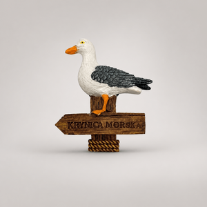 Souvenirs de Pologne, Côte Baltique, Krynica Morska, Aimant en résine avec motif de mouette, Souvenir touristique marin pour boutique de cadeaux, vente au détail et en gros - Product Image 1