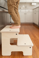 Tabouret à deux marches en bois Montessori pour enfants, pour aider au cuisine et aux toilettes, tabouret pour tout-petits de haute qualité