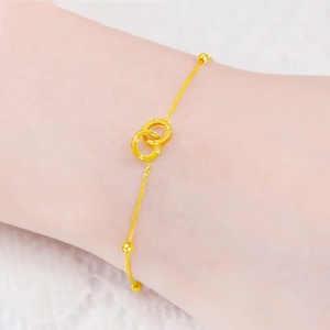 Xinfly Pure18KゴールドショピンチェーンジュエリーAu750ダブルリングバックルビーズブレスレット - Product Image 6