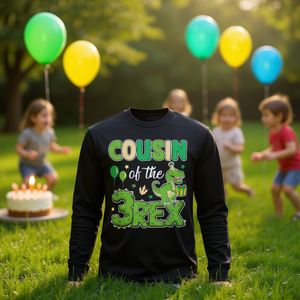 T-shirt à manches longues assorti pour la famille des dinosaures, cousins ​​des 3 Rex, pour anniversaire - Product Image 3