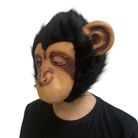 Masque de parodie en latex tête de chimpanzé pour diffusion en direct, accessoire durable pour Halloween et fêtes de carnaval, en stock