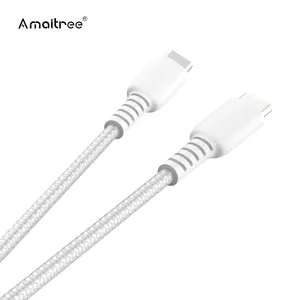 Amaitree Atacado Cabo de Nylon de Carregamento Rápido Tipo C para celular Huawei Cabo de Dados de Carregamento Rápido para iPhone de alta qualidade 1M