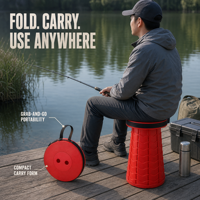 Tabouret de pêche rond en plastique pour quai, lac, réservoir, bateau, rive, avec poignée pour canne à pêche, filet, indicateur de morsure, flotteur, guide de pêche matinal