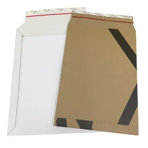 Rigid Printed Custom Shipping Corrugated Cardboard Self Adhesive Photographic Prints Flat White Brown Kraft Envelope Packaging