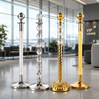 Poteau de délimitation en acier inoxydable de qualité supérieure avec boule de cristal, barrière de luxe dorée pour événements VIP, idéal pour la décoration d'hôtels et de fêtes