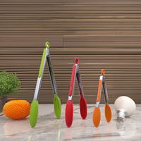Pince alimentaire en silicone résistante à la chaleur, pince de cuisine en acier inoxydable avec embouts en silicone pour la cuisson au barbecue