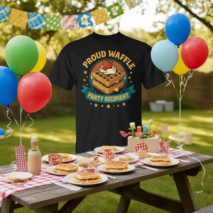 Camiseta retro Proud Waffle Party Recipient, color negro, unisex para adultos - Product Image 3