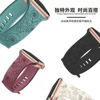 Pabrik Tali Jam Tangan 45mm 49mm Tali Jam Tangan Pintar Berukir Embos untuk Apple Watch 8 7 6 Tali Jam Tangan Silikon Mewah
