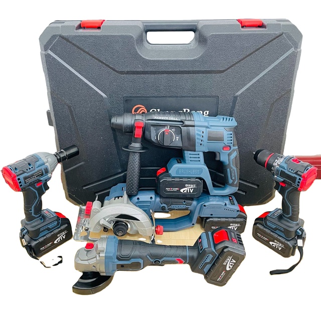21V Brushless Lithium Electric Drill Electric Wrench Circular Saw Angle Grinder Electric Hammer 5-in-1 Power Tool Set