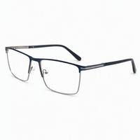 Monture de lunettes vintage rétro semi-cerclée en métal, lunettes optiques unisexe 58-18-150, branches en acétate