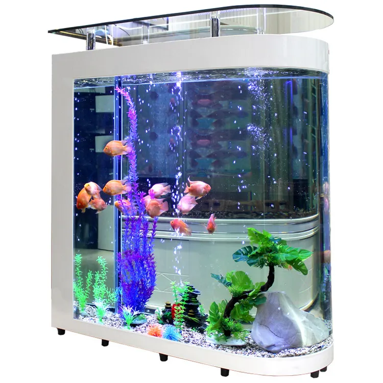 Personalizado grande cubo ultra claro vidro aquário Bullet Screen aquário para sala de estar divisor tanque aquário