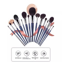 Set Kuas Makeup Slim Waist Berkualitas Tinggi Shou Shou Lang 15-Piece Bulu Kambing Gagang Kayu Halus Ringan untuk Concealer