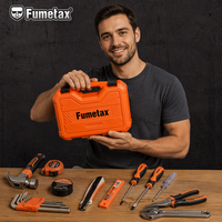 Ensemble d'outils électriques FUMETAX de 11 pièces comprenant un couteau à ruban, un testeur, des pinces, un marteau, des tournevis, une clé à molette, des clés hexagonales