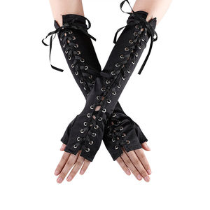 Q30780 mariage Festival Punk Style Bandage <span class=keywords><strong>Long</strong></span> <span class=keywords><strong>Satin</strong></span> sans doigts femmes soirée gants de soirée - Product Image 3