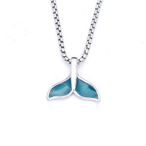 Collar de Cola de Ballena de Acero Inoxidable con Diseño Sencillo Transfronterizo, Nueva Moda, Joyería con Colgante de Animal Azul Océano de Acero de Titanio - Product Image 5