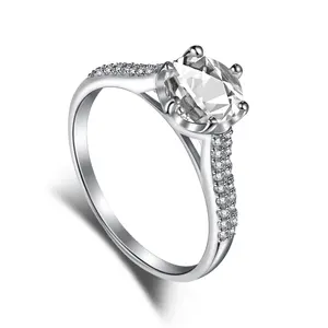 Dylam高品质简约奢华精致闪亮钻石5A级CZ石材婚礼S925纯银女环