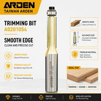 Fraise droite Arden 1/4 avec roulement pour défonceuse, en acier au tungstène, finition brillante, pour le travail du bois massif