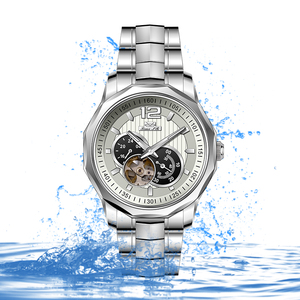 Logo personalizzato Business Luxury Boy cinturino in pelle automatico impermeabile <span class=keywords><strong>orologi</strong></span> meccanici di alta qualità per uomo - Product Image 4