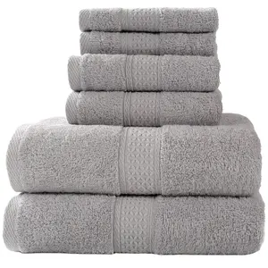 Hot Sale Fade Resistant 6 Piece 100% Cotton Towels Hand And Washcloth Bath Towel Sets