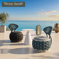 Ensemble de chaises longues d'extérieur modernes en corde tressée épaisse, structure en aluminium, mobilier de jardin avec table d'appoint, OEM ODM personnalisé
