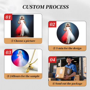 GIVELUCK 18K liontin proyeksi Resin besi tahan karat berlapis emas liontin kustom pola salib Yesus proyektor agama Kristen - Product Image 2