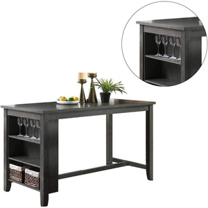 DB Modern rahat 1-Piece sayaç yüksekliği yüksek ahşap mutfak kahvaltı masa yemek odası için depolama rafları ile gri bitirmek - Product Image 3