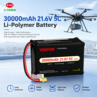 Paket Baterai Lithium Polymer Kapasitas Tinggi 30000mAh 21.6V 5C 320Wh/kg dengan Konektor Khusus untuk Drone Logistik Angkut Berat VTOL UAV