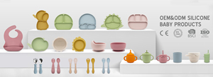 Nhà máy tùy chỉnh BPA miễn phí bé cai sữa <span class=keywords><strong>Set</strong></span> Silicone BIB Bát cầu vồng phim hoạt hình hút Silicone bữa ăn tối bé Tấm đặt - Product Image 5
