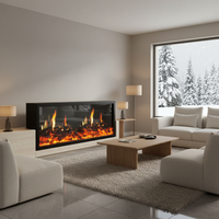 Cheminée électrique LCD avec effets de flamme multi-scènes - Simulation de feu réaliste, commande à distance et vocale, chauffage réglable