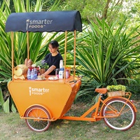 Vélo cargo à 3 roues, vélo de livraison de nourriture de rue, crêpe, chariot à glace et à café de haute qualité avec congélateur d'affichage