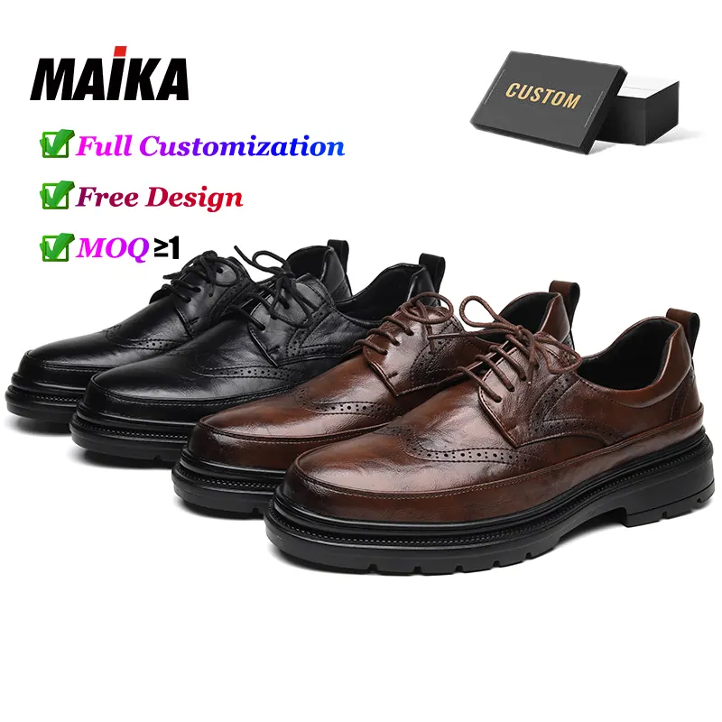 Botas de cuero con clase de diseño, zapatos de vestir con cordones para hombre, zapatos Derby personalizados de cuero de microfibra de lujo a la moda de cuero genuino