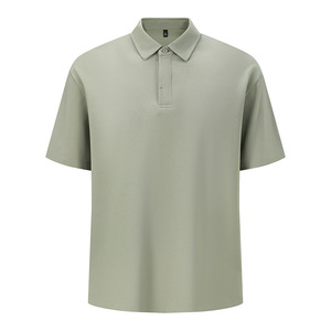Polo Shirt Men Short Sleeve Solid Color Polyester Fiber Graphite Gray Daily Wear - Product Image 4