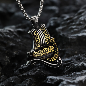 Collier pendentif bateau viking pour homme, argent tibétain, design vintage, bijou cadeau, motif géométrique, collier puissant - Product Image 4