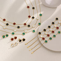 2024 INS flor trébol encanto pulsera collar pendientes conjunto de joyería de acero inoxidable trébol de cinco hojas joyería para regalos