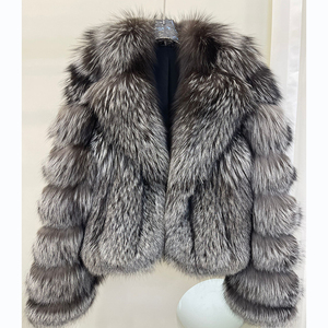 Áo khoác lông thú nữ thiết kế riêng, áo khoác lông cáo thật, kiểu ngắn tự nhiên - Product Image 3