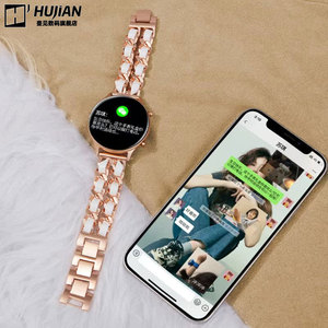 Montre connectée pour femme Huijian, surveillance de la fréquence cardiaque, appels Bluetooth, étanche, bracelet en silicone, design en forme de barillet - Product Image 3