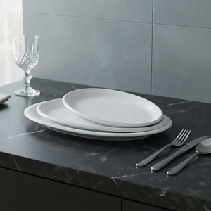 Platos de servir ovalados grandes de cerámica blanca sólida PITO, aptos para <span class=keywords><strong>lavavajillas</strong></span>, para bodas y eventos. - Product Image 3