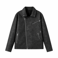 Blouson d'hiver en cuir PU pour homme, style motard, avec col rabattable et fermeture éclair asymétrique, vente en gros, personnalisable
