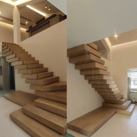 Escalier modulaire empilé sur mesure avec garde-corps en verre, escalier intérieur flottant moderne pour projet de villa de luxe ou appartement