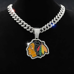 Collane con Ciondolo Squadra di Hockey su Ghiaccio, Catene Cubane Placcate Oro/<span class=keywords><strong>Argento</strong></span>, Gioielli Hip Hop per Regali agli Appassionati di Sport - Product Image 6