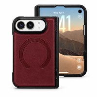 Étui de téléphone Apple DUO en cuir PU grainé Pandora, avec support magnétique et chargement sans fil, anti-chute, personnalisé, directement de l'usine OEM/ODM