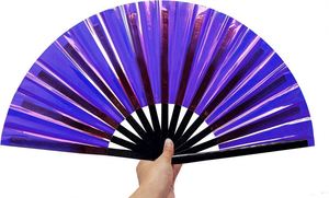 High Quality PVC Bamboo Handheld Fan Carved Technique Large Size Classic Personalized Logo for Festivals Raves Weddings Parties - Product Image 4